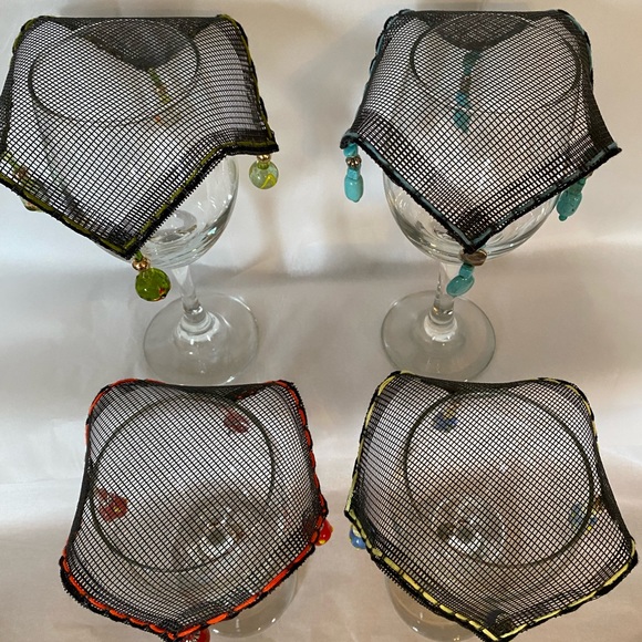 Hand made beaded beverage veils set of 4 - Picture 3 of 12